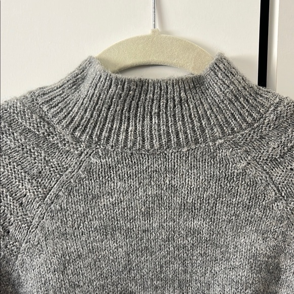 ZARA / Grey Mock Neck Raglan Ribbed Sleeve Sweater - S - Picture 4 of 10